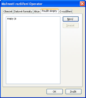 Přidání skriptu pro Mapy.cz