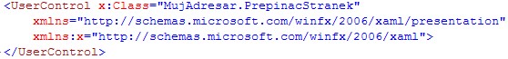 XAML s UserControl