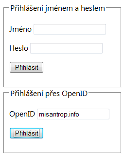 OpenId formulář