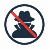 Přeškrtnutá anonymní silueta jako symbol zákazu neřízeného používání AI nástrojů.
