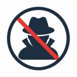Přeškrtnutá anonymní silueta jako symbol zákazu neřízeného používání AI nástrojů.